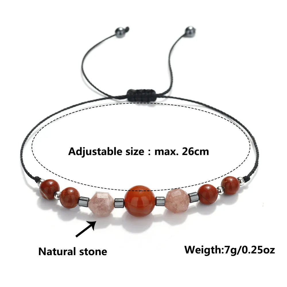 Handmade geometric bracelet with sunstone, redstone and copper beads