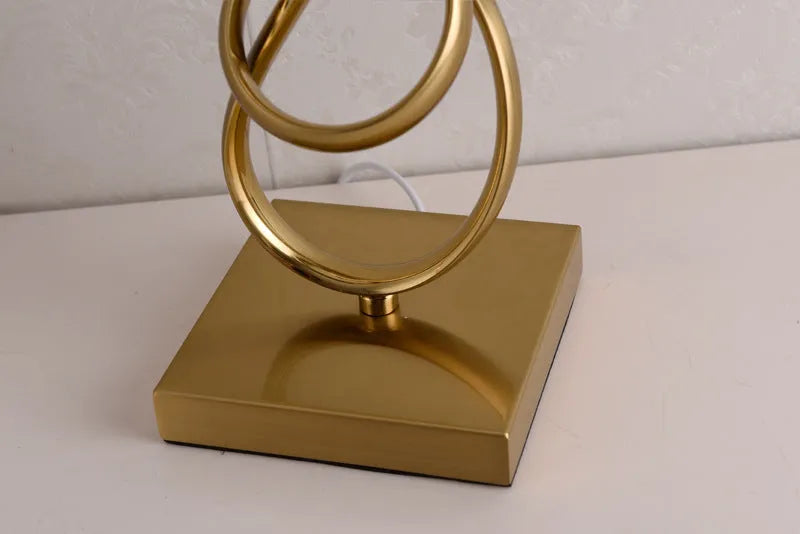 Bedside table lamp with electroplated imitation copper finish, button switch, 220V, shown in white or red with EU US UK AU plug options