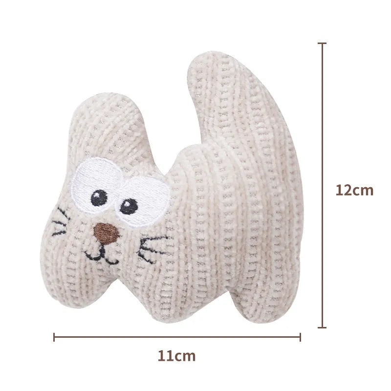 Catnip plush rope toy for cats with bell inside, cyan and light coffee colours