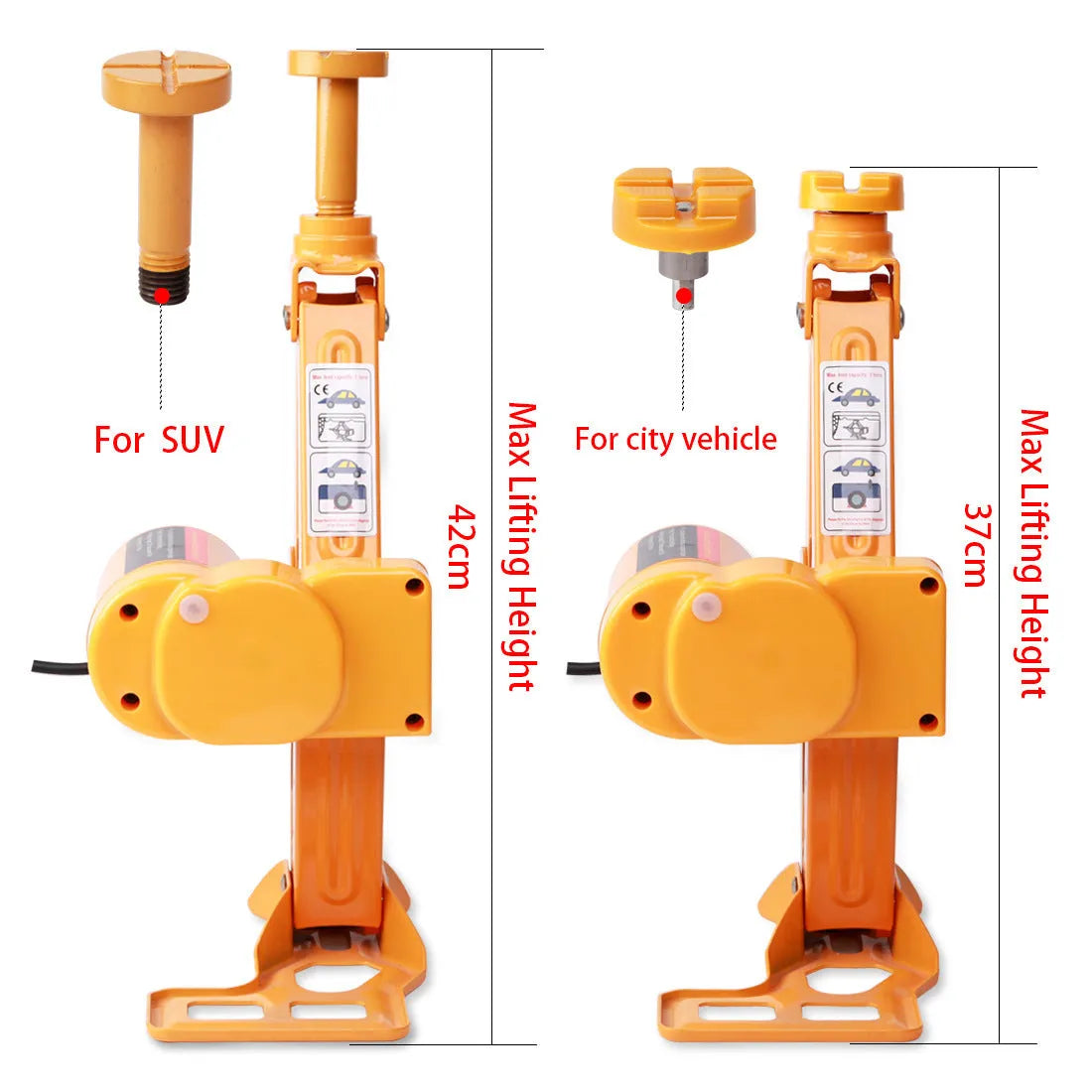 Yellow electric car jack set with electric wrench for vehicle maintenance
