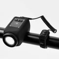 High decibel bicycle horn light with 110dB speaker, 250 lumens, IPX5 waterproof rating, USB rechargeable, on handlebars