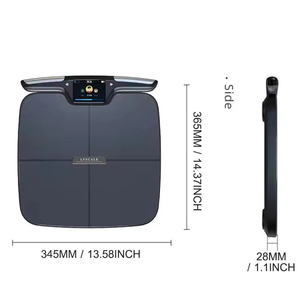 Black eight-electrode intelligent body fat and composition weighing scale
