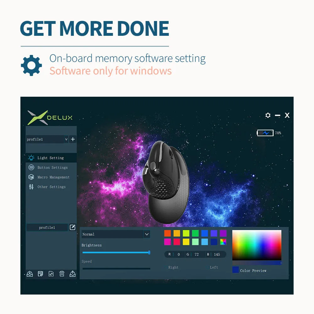 M618XSD ergonomic thumb wheel three-mode rechargeable mouse in black with wrist rest and USB-C cable