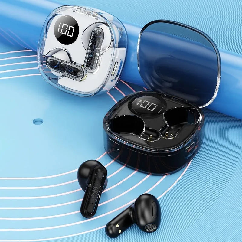 TWS capsule Bluetooth headset with digital display in black, five colour options, in-ear plastic design