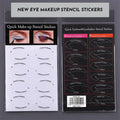 Four reusable adhesive eyeliner stencil stickers for creating winged and cat eye makeup looks.