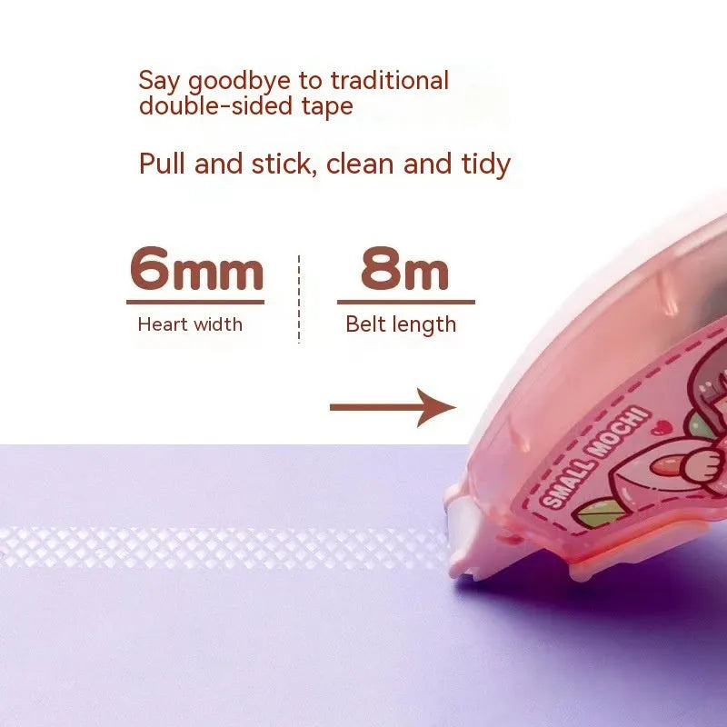 Hand Account Dotting Glue dispenser with high viscosity double-sided adhesive dots in cute fruit juice colours.