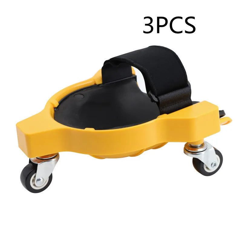 Multi-function pulley knee pad with universal wheel, ABS and sponge, red black yellow, 29.5x23.5x9cm