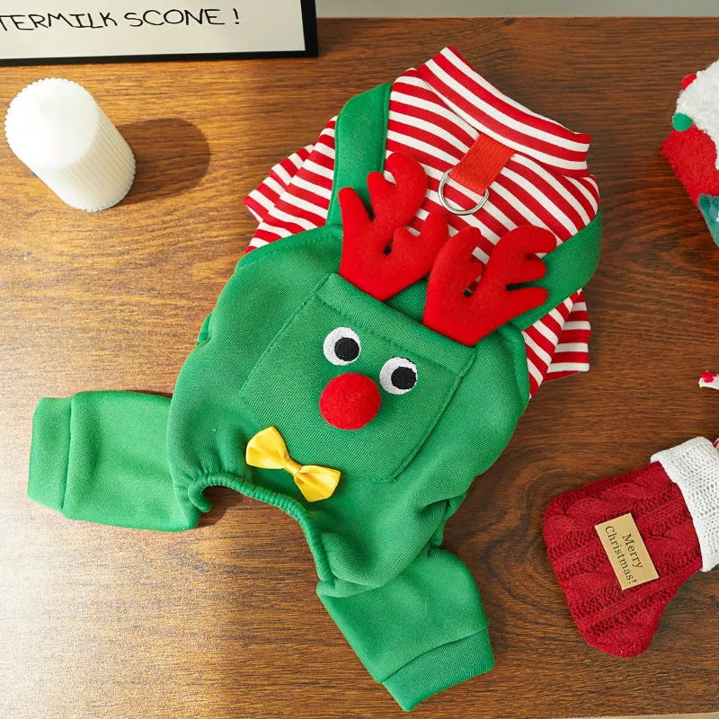 Christmas pet elk polyester vest suit in 501 four feet design on a small dog