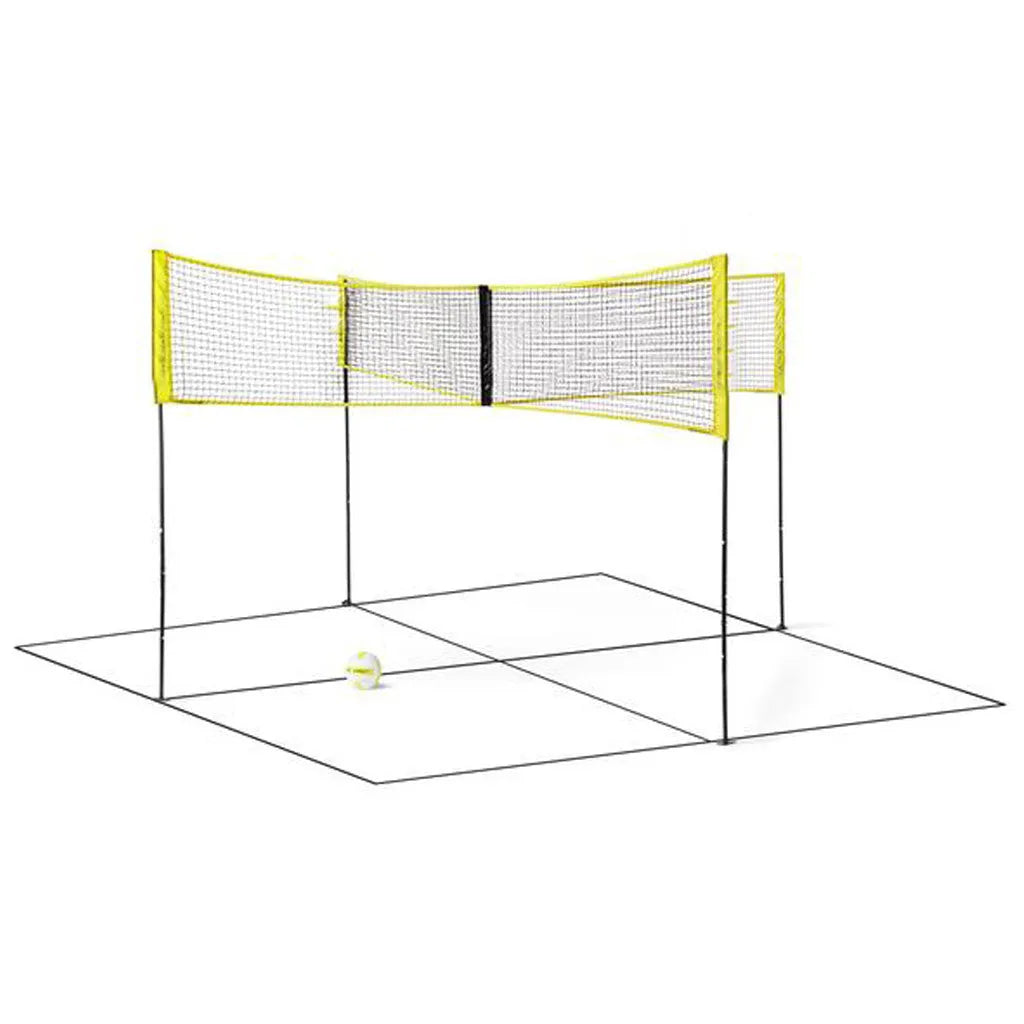 Black PE four sides standard volleyball net with rope and canvas hemming