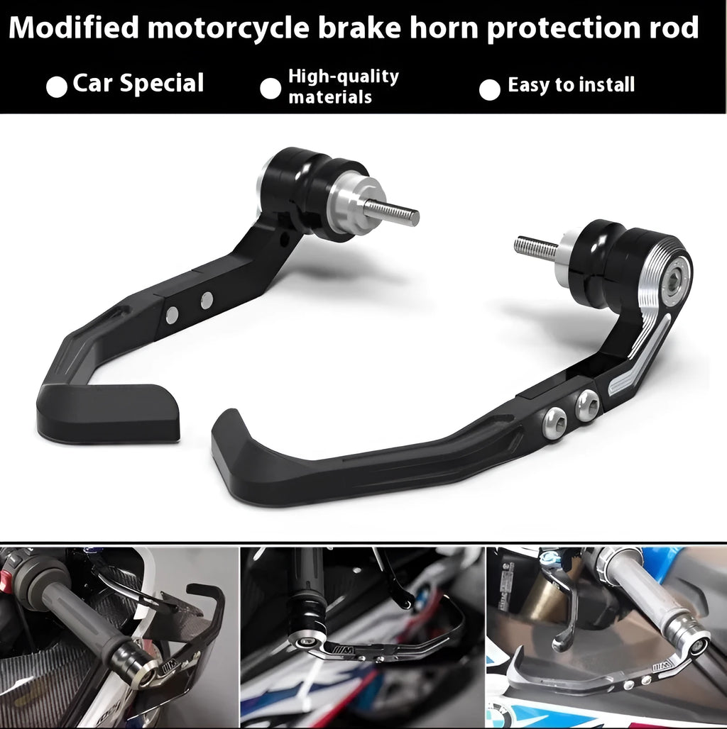 A pair of CNC-machined black bow guard pads for Honda CBR650 motorcycle brake horn protection.