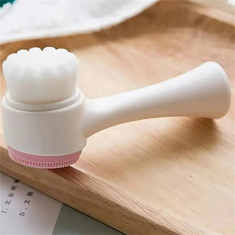 Blue nylon pet paw brush with silicone finger sleeves for dog and cat grooming.