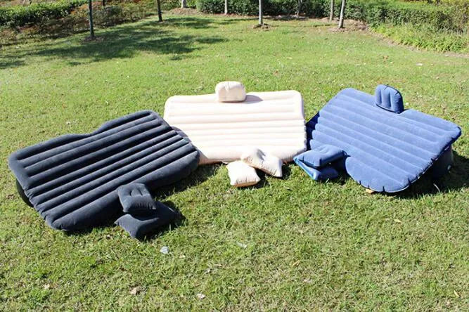 Ultra-thickened flocking cloth car inflatable bed with two pillows and storage bag