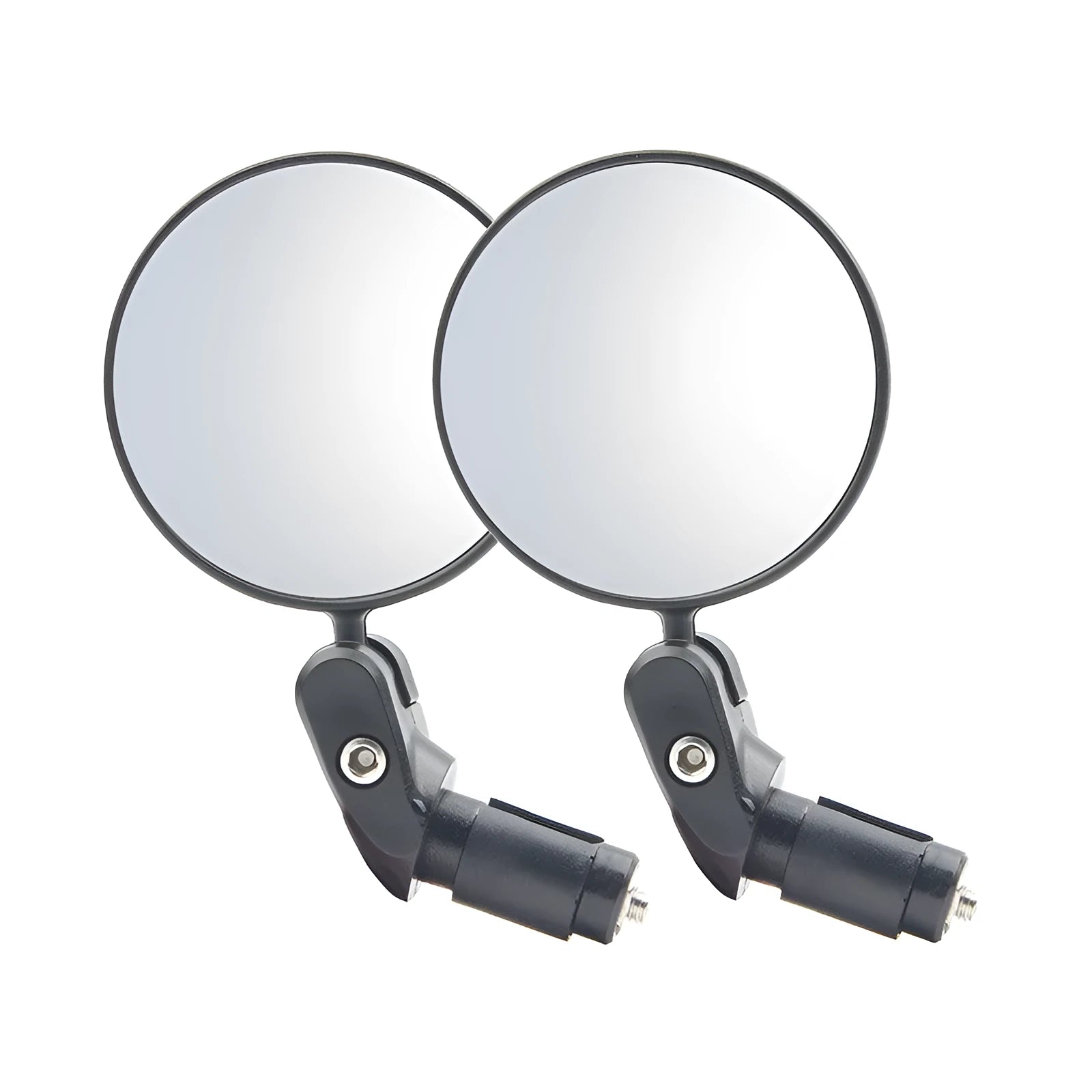 Black foldable convex rearview mirror showing 7cm diameter reflector and adjustable rotation mechanism