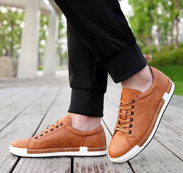 Handmade men casual shoes with rubber sole, front tie closure, flat heel, low top in multiple colours