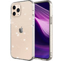 Transparent TPU phone case for iPhone 12 series in pink, black, purple, and clear colours showing anti-drop protection