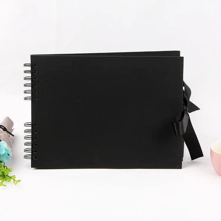 DIY handmade photo album with coil binding in portrait orientation