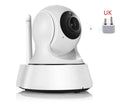 White 720P wireless network camera with pan/tilt, night vision, and built-in speaker for indoor security