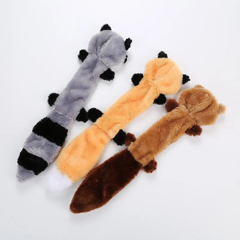 Brown plush carrot-shaped dog toy with squeaker measuring 46cm long