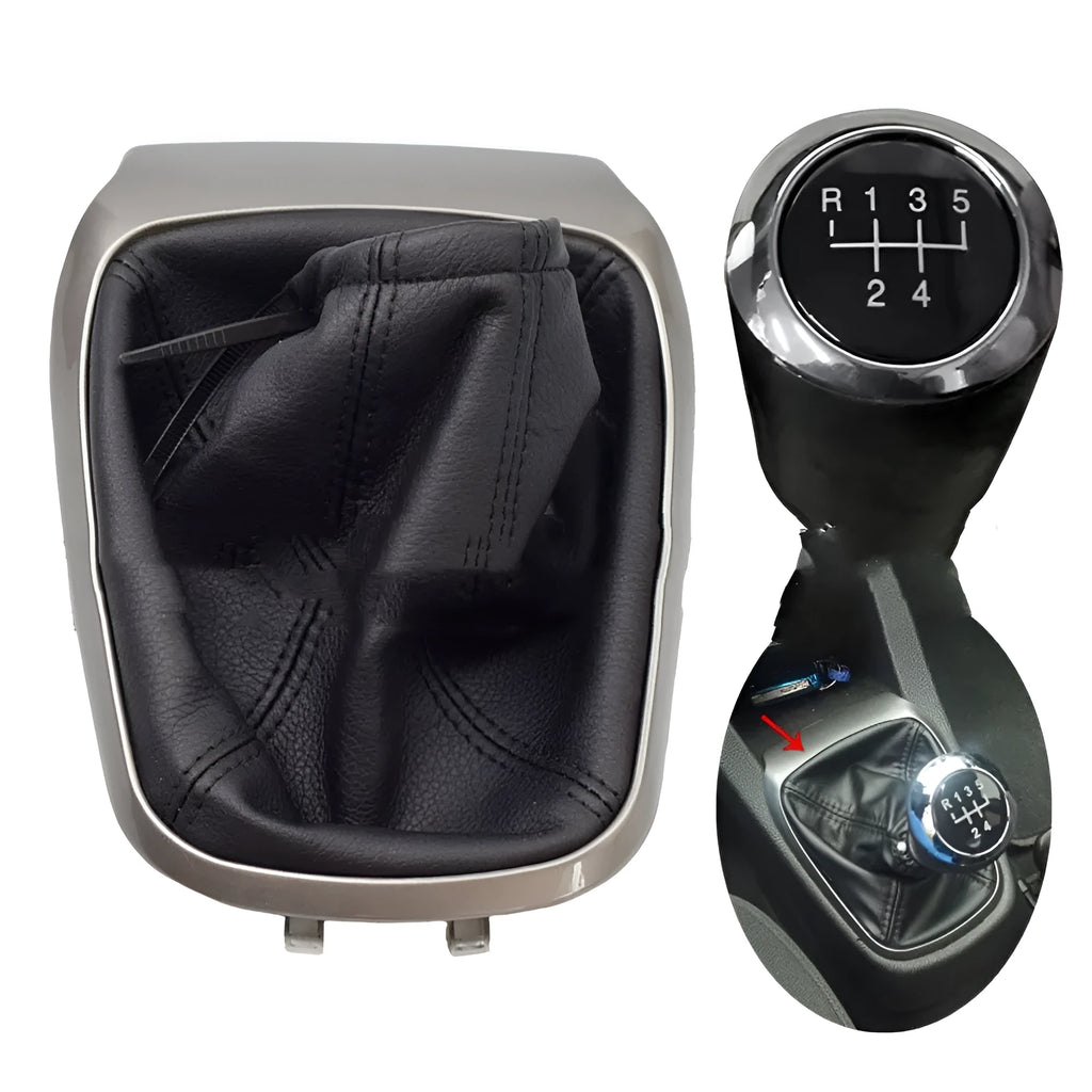 Black leather gear knob cover for Chevrolet Sonic Aveo T300 2011-2015 with 5-speed plastic headgear