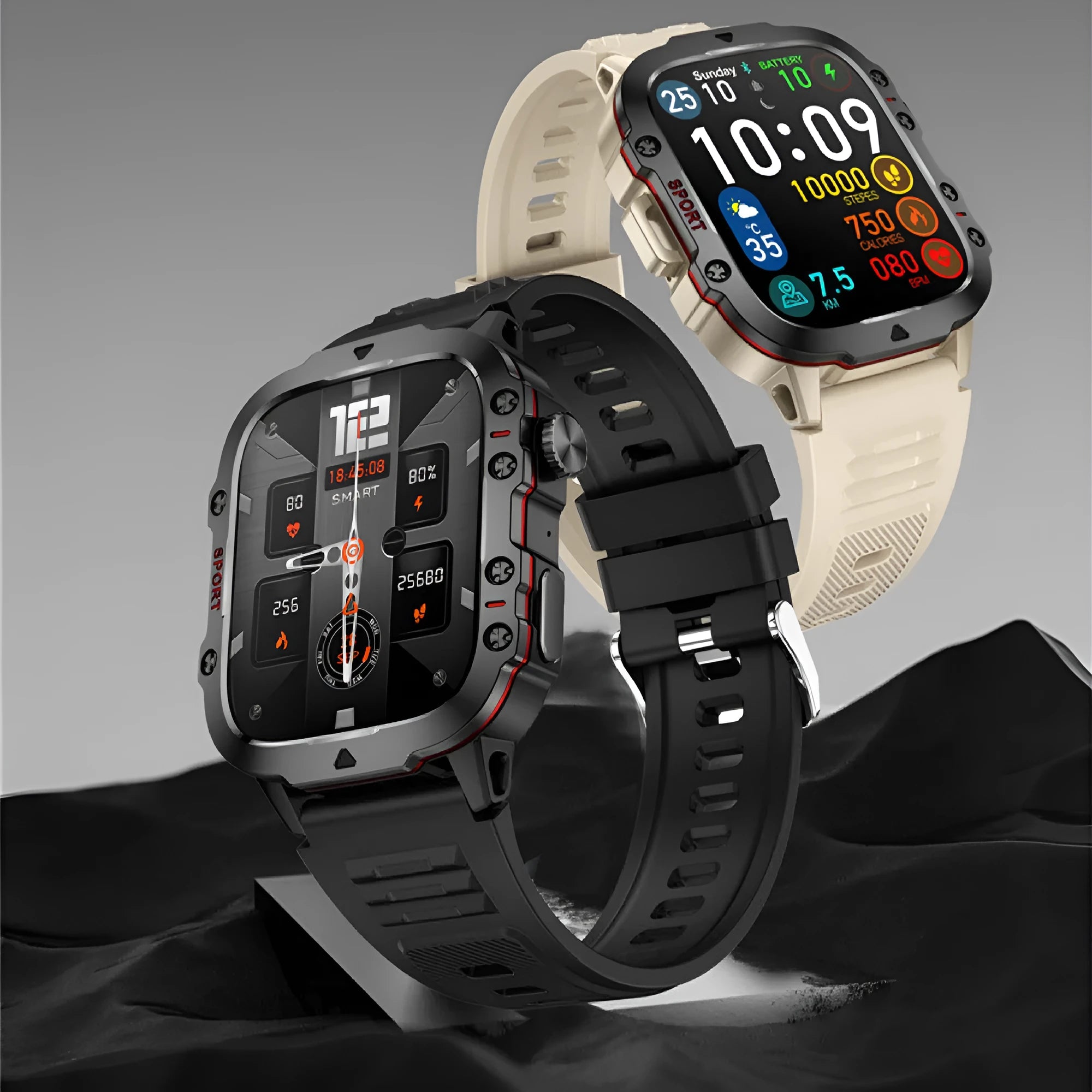 QX11 Smart Bluetooth Watch in black with zinc alloy case and leather strap showing touch screen display