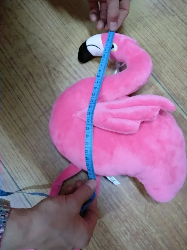 Pink flamingo plush toy with short plush fabric and PP cotton filling, 24cm length