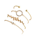 Gold alloy geometric bangle combination set with electroplated finish and about 16cm diameter
