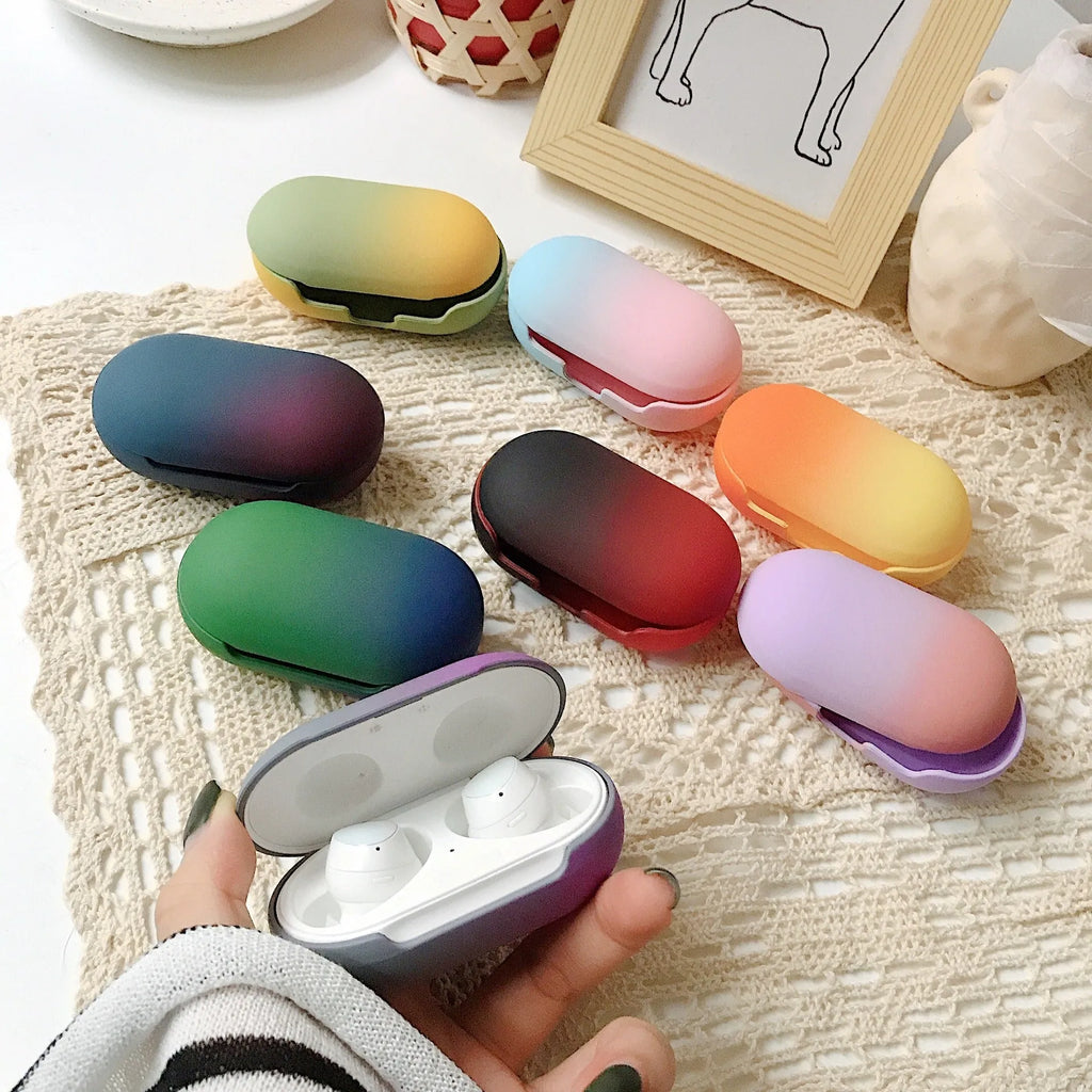 Gradient rainbow hard shell PC earphone protective case for Samsung Galaxy Buds and Buds Plus in solid colours