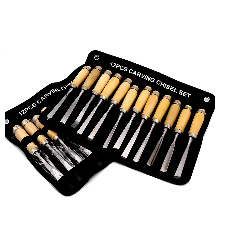 12-piece high carbon steel wood carving chisel set for root carving, 200mm length