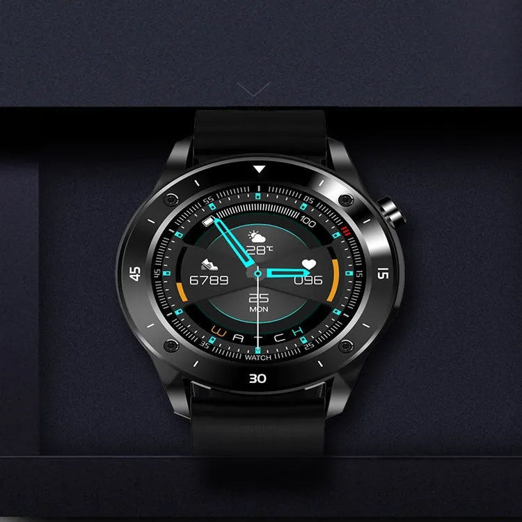 F22 smart watch with black TPU strap and 1.54-inch colour touchscreen on a wrist.