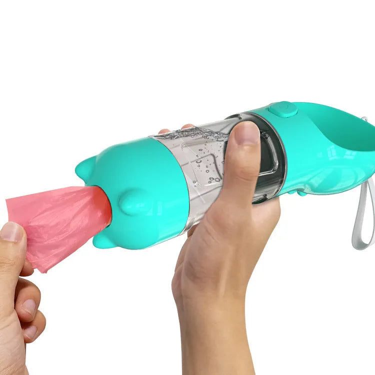 300ml pet multifunctional water cup in ABS plastic, portable dog travel bottle with colour options