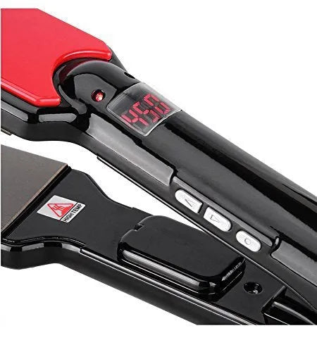 Black tourmaline ceramic hair straightener with narrow heat conductor for dry hair styling