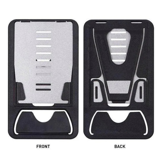 Black lazy bracket card phone holder for desktop measuring 8.5cm by 5cm