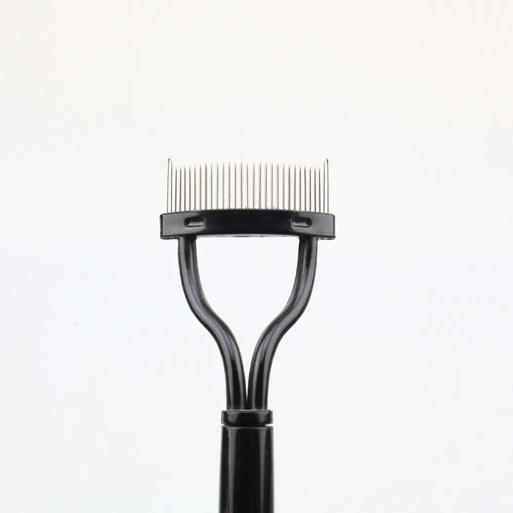 Collapsible eyelash comb with steel needle, 3x14cm, in OPP bag packaging