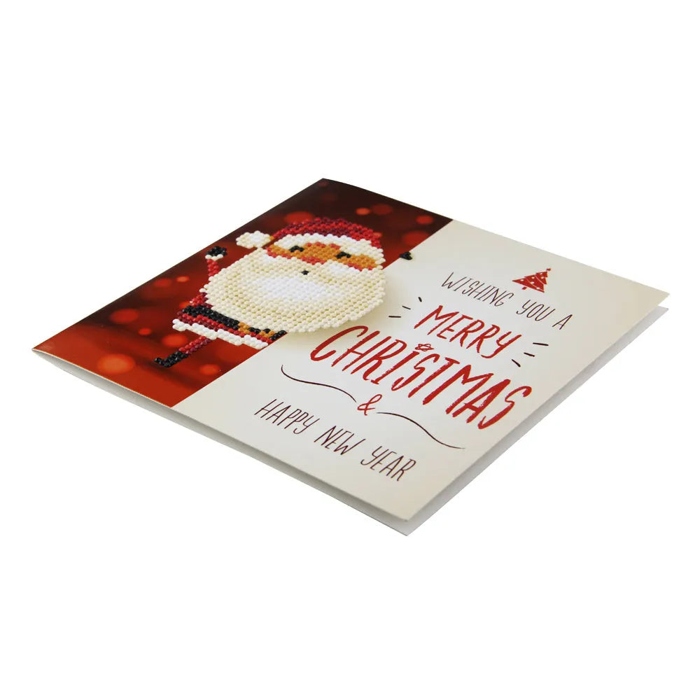 Christmas DIY diamond painting greeting card with 5D resin diamonds on cardboard base size 15x15cm folded