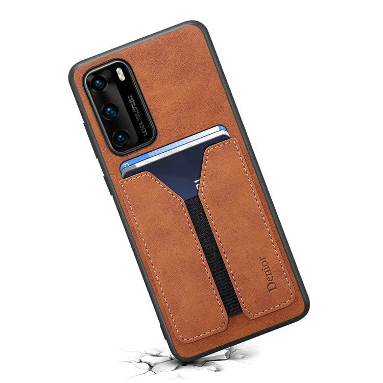 Huawei imitation leather card protection back cover in brown for P30/P40 series