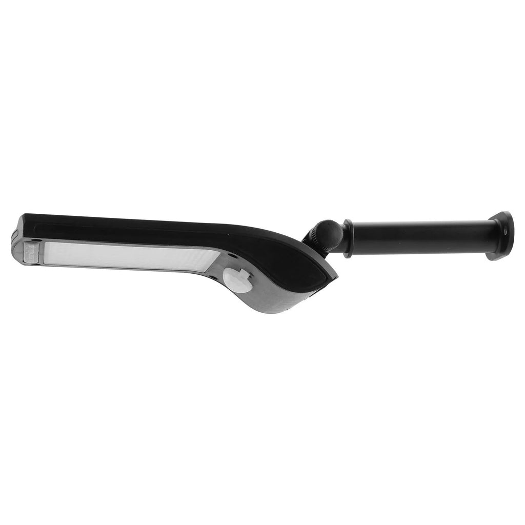 Black 36LED solar-powered wall light with a large sensor and a rotatable mounting pole.