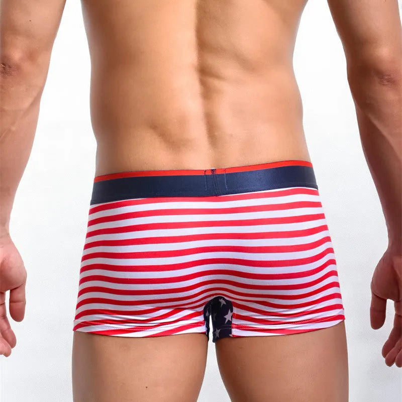 American flag printed ribbed boxers for men in red colour