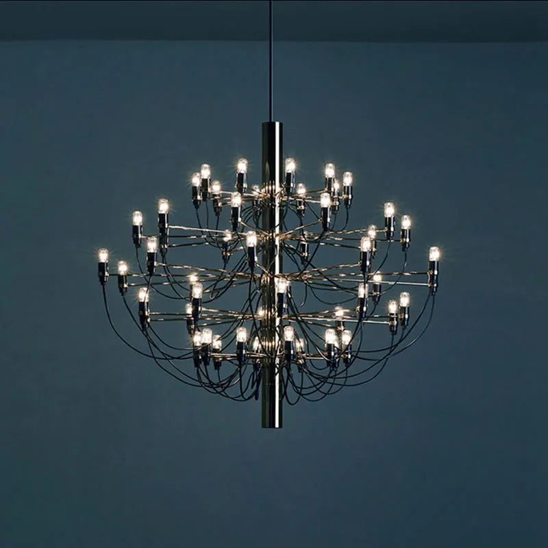 Modern wooden three fork floor lamp with LED lighting and acrylic lampshade