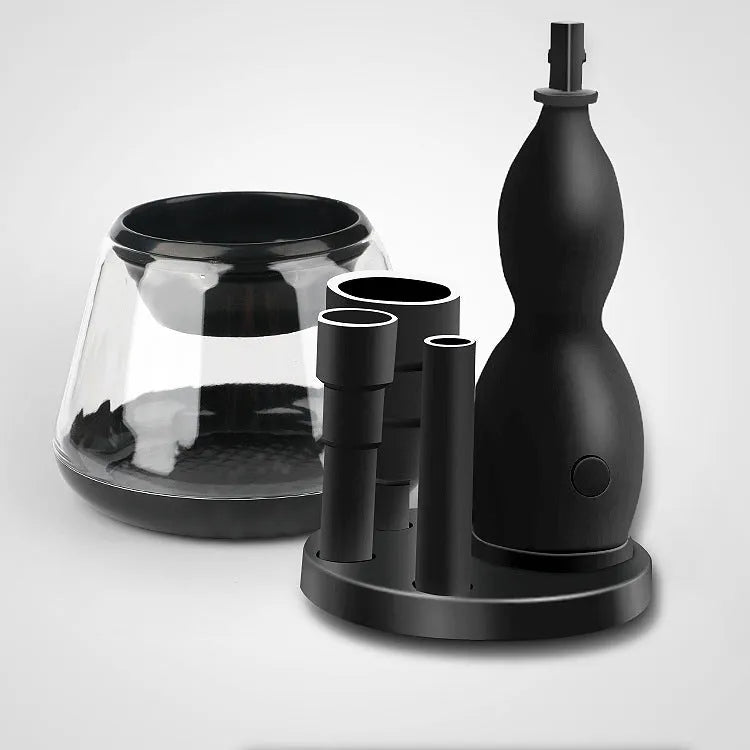 Electric makeup brush cleaner machine with three silicone cans in carton packaging