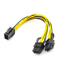 Yellow 6-pin to dual 8-pin graphics card power extension cable with detachable 2-pin connectors