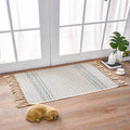 Scandinavian style hand-woven cotton linen floor mat 60x90cm with tassels in assorted colours