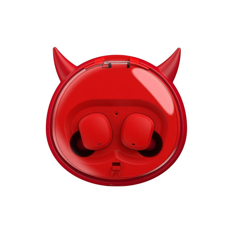 Macaron Red TWS Bluetooth 5.0 wireless headset with in-ear design and compact dimensions