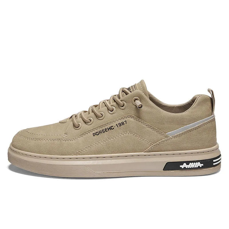 Men's waterproof casual work shoes with non-slip rubber soles in black, grey, and khaki colour options