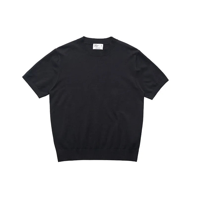 Fanio solid colour velvet short-sleeved T-shirt in Black, Gray, or White