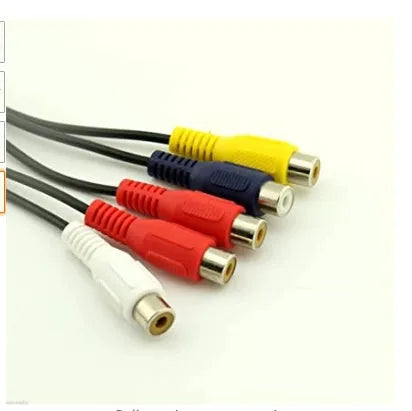 Black 3.5mm and 2.5mm to 5 RCA AV cable with tinned copper wire, 0.3 metre length