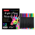 Set of 12 acrylic paint markers for use on paper, wood, ceramic, and glass surfaces.