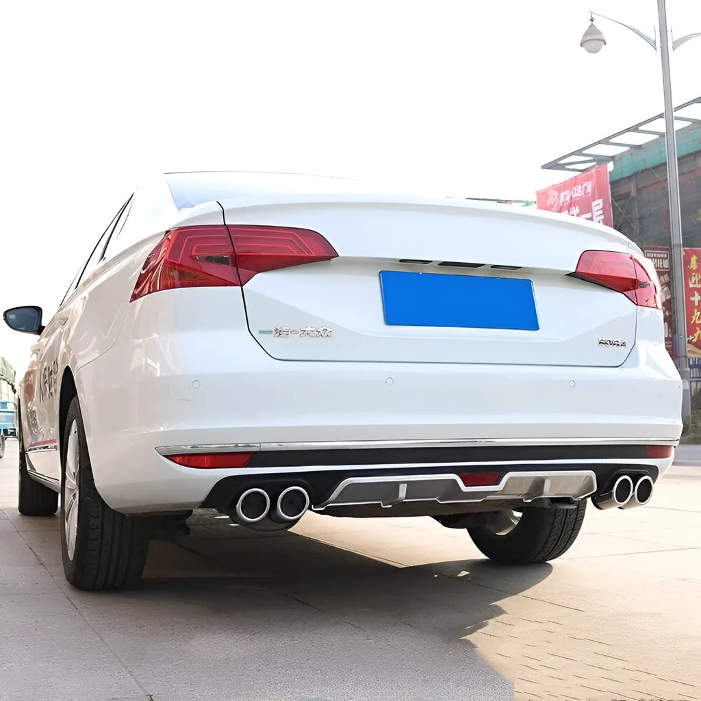 PP plastic rear bumper spoiler extension for automotive modification in black and silver options