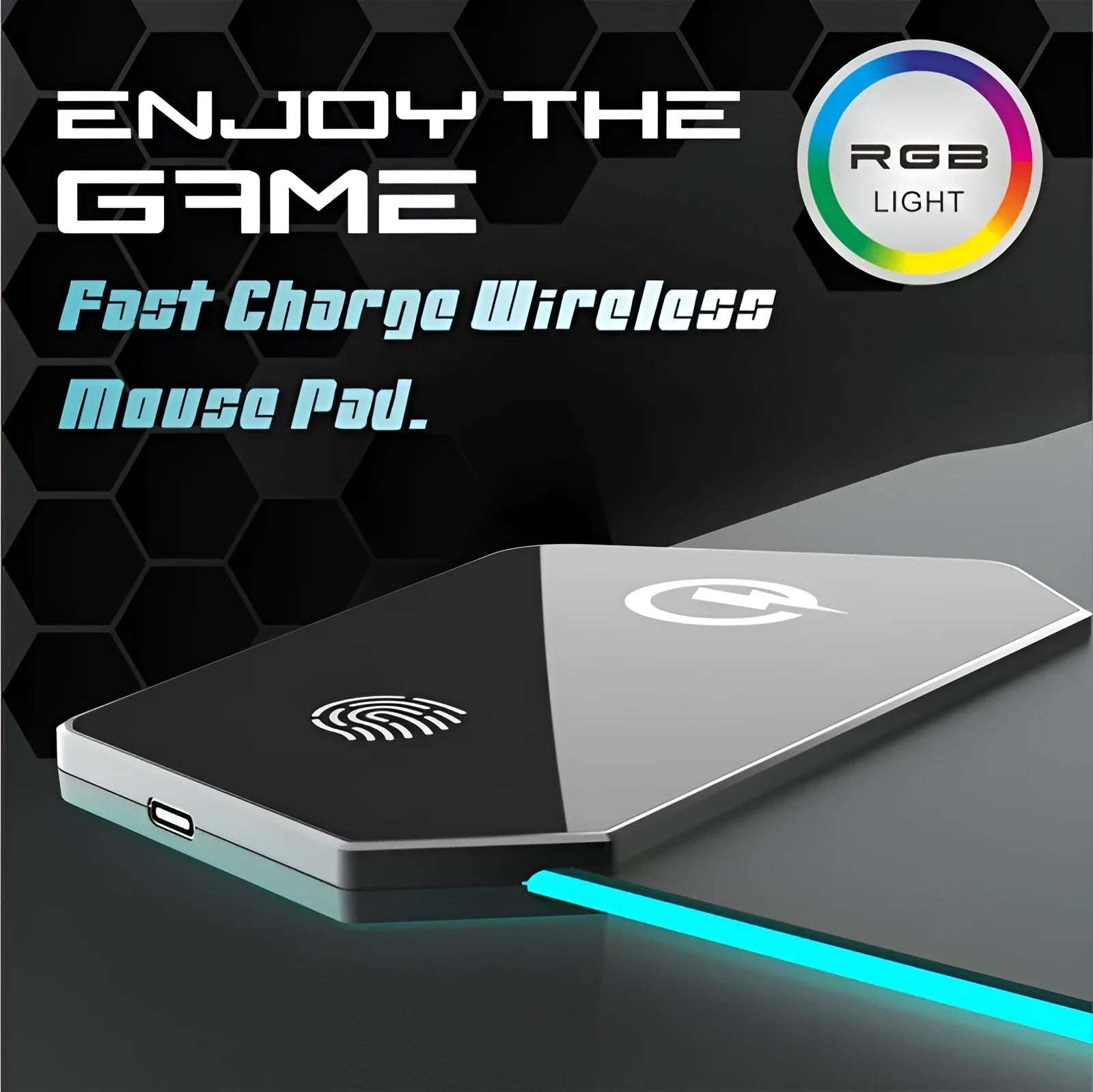 300x800mm black gaming mouse mat with mech-style graphics, luminous interface, and non-slip rubber base