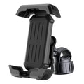 Black ABS cycling phone navigation bracket mounted on bicycle handlebars with shock-absorbing knob