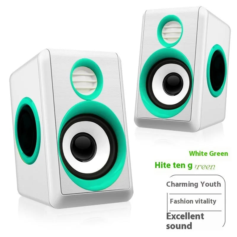 Small Portable Mini Speaker Laptop Audio Table Extra Bass USB Powered 32 Ohm 2 Channel Speakers Black Silver White Green 84x100x140mm for Home Use